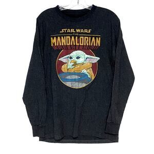 Star Wars The Mandalorian Grogu Snacks Long Sleeve Shirt Men M Yoda Disney Retro